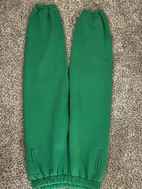 Green Elastic-Waist Sweatpants